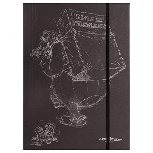 Clairefontaine 813010C - Sammelmappe mit Gummizug und 3 Klappen, DIN A4+, 24x32 cm ''Asterix 3', aus schwarzem Karton 270g, mit Skizzenmotiv, 1 Stück Clairefontaine 813010C - Sammelmappe mit Gummizug und 3 Klappen, DIN A4+, 24x32 cm ''Asterix 3', aus schwarzem Karton 270g, mit Skizzenmotiv, 1 Stück von Clairefontaine