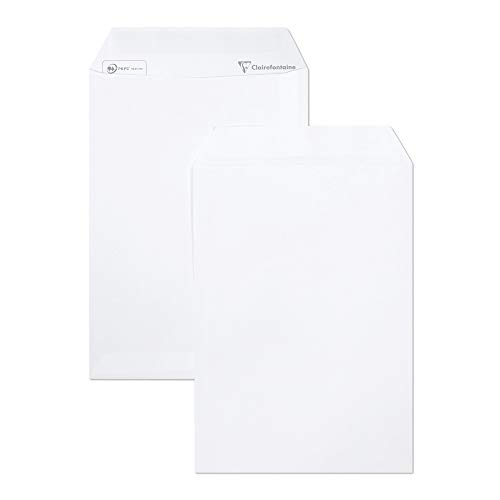 Clairefontaine 825015C - Packung mit 15 Versandtaschen weiß C4-229x324 mm, selbstklebend, 120g, 1 Pack von Clairefontaine