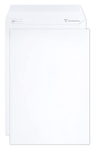 Clairefontaine 8250C - Karton mit 250 Versandtaschen weiß C4-229x324 mm, selbstklebend, 120g, 1 Karton von Clairefontaine
