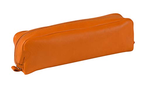 Clairefontaine 8317C Schlampermäppchen (aus echtem Leder, gefärbt, 21 x 4x 6cm, rechteckig) 1 Stück orange von Clairefontaine