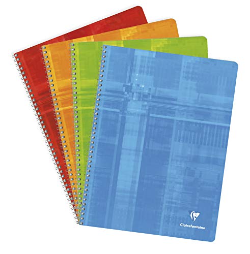 Clairefontaine 8352C - Heft mit Spiralbindung DIN A4+ 24x32 cm, 90 Blatt, kariert, 90g, farbig sortiert, 1 Stück von Clairefontaine