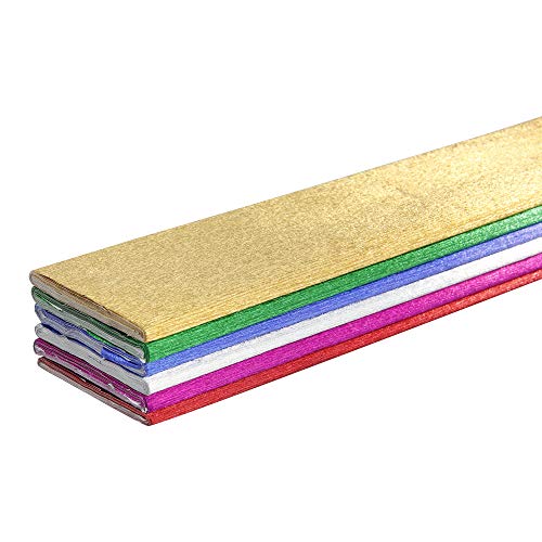 Clairefontaine 911199C Packung mit 6 Rollen Metallkrepppapier (250 x 50 cm, 72 g, ideal für Deko, mit Glanzeffekt) 1 Pack farbig sortiert von Clairefontaine