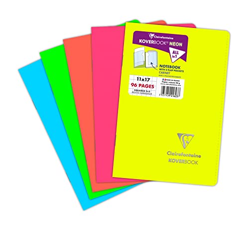 Clairefontaine 941623C - Heft Koverbook NEON geheftet Umschlag aus PP blickdicht 11x17cm 48 Blatt, kariert, farbig sortiert in Neonfarben, 1 Stück Clairefontaine 941623C - Heft Koverbook NEON geheftet Umschlag aus PP blickdicht 11x17cm 48 Blatt, kariert, farbig sortiert in Neonfarben, 1 Stück von Clairefontaine
