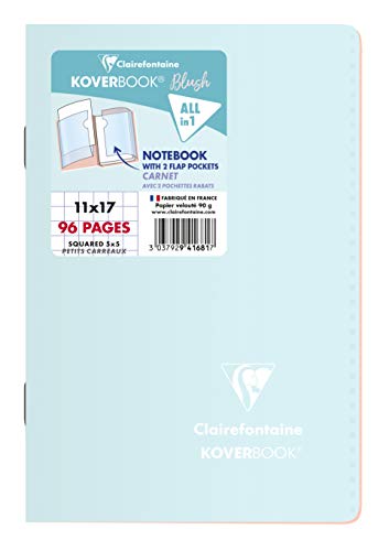 Clairefontaine 941681C - Heft Koverbook Blush, 11 x 17cm, 48 Blatt, kariert mit Rand, Umschlag blickdicht, 1 Stück, farbig sortiert von Calligraphe