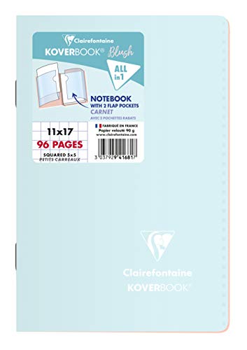 Calligraphe Clairefontaine 941681C - Heft Koverbook Blush, 11 x 17cm, 48 Blatt, kariert mit Rand, Umschlag blickdicht, 1 Stück, farbig sortiert von Clairefontaine