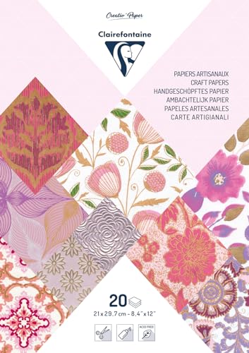 Clairefontaine 95093C Block verleimt mit 20 Bögen Papier aus aller Welt (21 x 29,7 cm, geeignet für Scrapbooking) 1 Pack violett von Clairefontaine