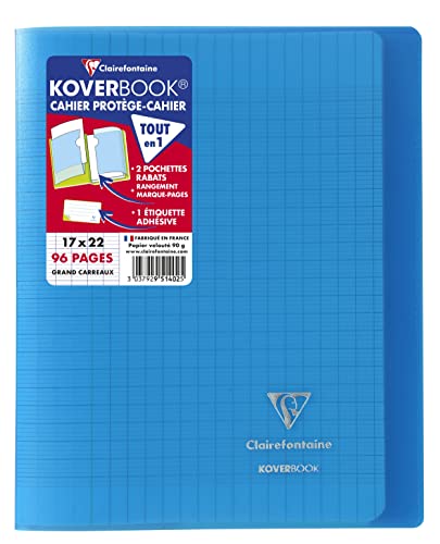 Clairefontaine 951402C - Packung mit 10 Heften Koverbook 17x22 cm, 48 Blatt Französische Lineatur, 90g, Einband PP, Blau, 1 Pack von Clairefontaine