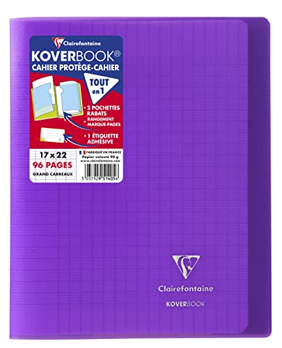 Clairefontaine 951405C - Packung mit 10 Heften Koverbook 17x22 cm, 48 Blatt Französische Lineatur, 90g, Einband PP, Lila, 1 Pack von Clairefontaine