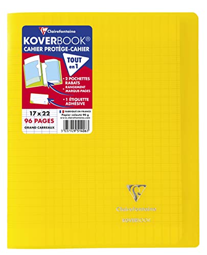 Clairefontaine 951406C - Packung mit 10 Heften Koverbook 17x22 cm, 48 Blatt Französische Lineatur, 90g, Einband PP, Gelb, 1 Pack von Clairefontaine