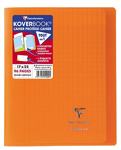 Clairefontaine 951409C - Packung mit 10 Heften Koverbook 17x22 cm, 48 Blatt Französische Lineatur, 90g, Einband PP, Orange, 1 Pack von Clairefontaine