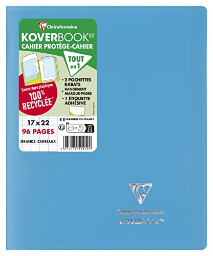 Clairefontaine 951412C - Packung mit 10 Heften Koverbook 17x22 cm, 48 Blatt Französische Lineatur, 90g, Einband PP, blickdicht, Blau, 1 Pack von Clairefontaine