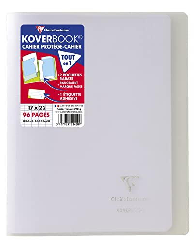 Clairefontaine 951420SC - Packung mit 10 Heften Koverbook 17x22 cm, 48 Blatt Französische Lineatur, 90g, Einband PP, Transparent, 1 Pack von Clairefontaine