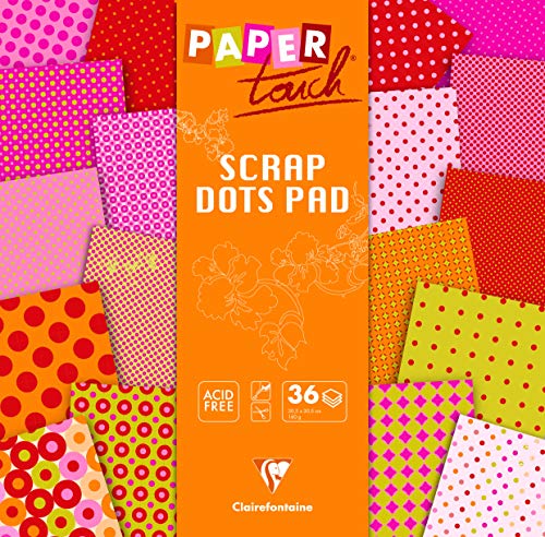 Clairefontaine 95341C - Block Scrap Dots mit 36 Bögen Bastelpapier 160g, 30x30 cm, ideal für Bastelaktivitäten, Kartengestaltung & Scrapbooking, Spicy Motive sortiert, 1 Stück von Clairefontaine