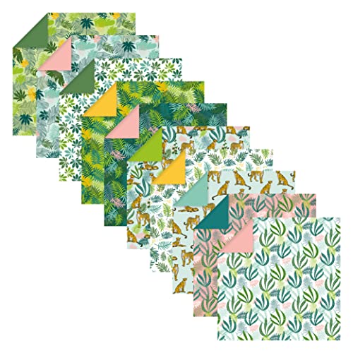 Clairefontaine 95353C – 60 Blatt Origami-Papier, 70 g/m², Format 15 x 15 cm, 30 verschiedene bunte Motive (2 Blatt pro Motiv), kreative Hobbys für Erwachsene und Kinder, Kollektion exotische Frische von Clairefontaine