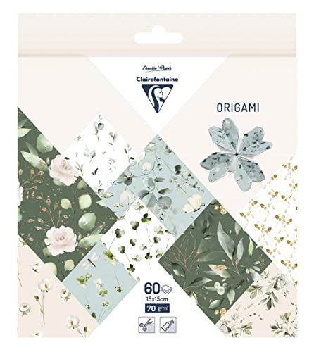 Clairefontaine 95381C - Packung Origami Papier 60 Blatt, 15x15 cm 70g, Romantik, 1 Pack von Clairefontaine