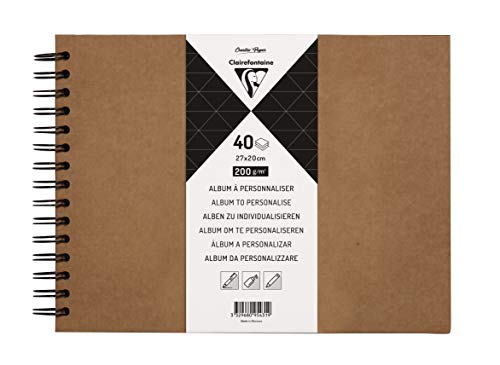Clairefontaine 95431C Heft mit Kraftpapier zum Individualisieren (27 x 20 cm, 40 Blatt, 200 g, Spiralbindung, ideal als Gästebuch) 1 Stück kraft, Kraftbraun von Clairefontaine
