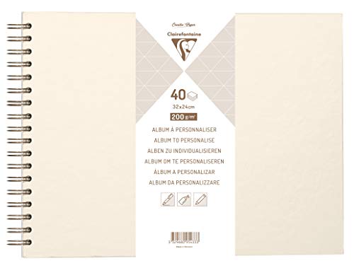 Clairefontaine 95434C - Album DIY zum Personalisieren, 40 Blatt weiß 200g im Format 27x20 cm, fester Umschlag, Elfenbeinperlmutt, 1 Stück Clairefontaine 95434C - Album DIY zum Personalisieren, 40 Blatt weiß 200g im Format 27x20 cm, fester Umschlag, Elfenbeinperlmutt, 1 Stück von Clairefontaine