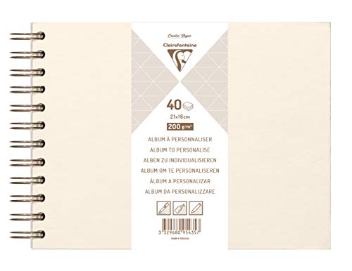 Clairefontaine 95435C - Album DIY zum Personalisieren, 40 Blatt weiß 200g im Format 21x16 cm, fester Umschlag, Elfenbeinperlmutt, 1 Stück von Clairefontaine