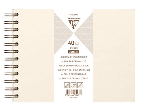 Clairefontaine 95435C - Album DIY zum Personalisieren, 40 Blatt weiß 200g im Format 21x16 cm, fester Umschlag, Elfenbeinperlmutt, 1 Stück von Clairefontaine