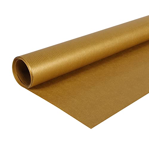 Clairefontaine 95775C - Rolle farbiges, gerilltes Kraftpapier 65g, Rolle 3x0,70m, ideal für Bastelaktivitäten, DIY-Projekte & zum Einpacken von Geschenken, Recycling Kraftpapier, Gold, 1 Rolle von Clairefontaine