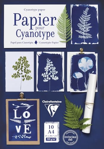 Clairefontaine 95861C - Block mit 10 Blatt Cyanotypie-Papier im Format A4 (21x29,7cm), aus 100% Hadern, 18 Motivbogen, 1 Stück von Clairefontaine