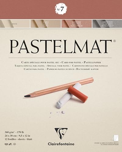 Clairefontaine 96053C - Zeichenblock Pastelmat, kopfgeleimt, 12 Blatt 24x30 cm, 360g, 4 Farben sortiert, 1 Stück Clairefontaine 96053C - Zeichenblock Pastelmat, kopfgeleimt, 12 Blatt 24x30 cm, 360g, 4 Farben sortiert, 1 Stück von Clairefontaine