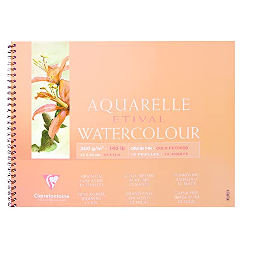 Clairefontaine 96071C Malblock, mit Doppelspirale Aquarellpapier Feinkörnig, Etival/Zellulose, 24 x 30 cm, 12 Blatt, 300 g, weiß Clairefontaine 96071C Malblock, mit Doppelspirale Aquarellpapier Feinkörnig, Etival/Zellulose, 24 x 30 cm, 12 Blatt, 300 g, weiß von Clairefontaine