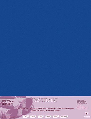 Clairefontaine 96161C Packung (mit 5 Zeichenbögen Pastelmat, 70 x 100 cm, 360 g, ideal für Trockentechniken und Pastell) dunkelblau von Clairefontaine
