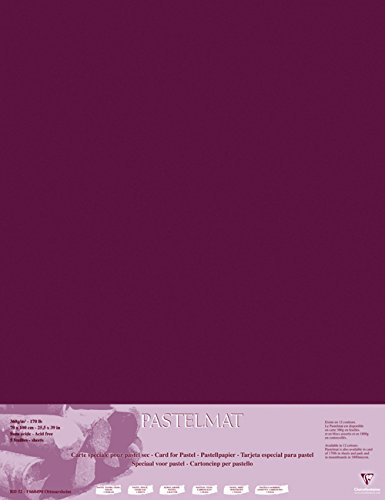 Clairefontaine 96163C Packung (mit 5 Zeichenbögen Pastelmat, 70 x 100 cm, 360 g, ideal für Trockentechniken und Pastell) weinrot von Clairefontaine