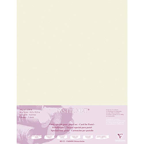 Clairefontaine 96166C Packung (mit 5 Zeichenbögen Pastelmat, 50 x 70 cm, 360 g, ideal für Trockentechniken und Pastell) sand von Clairefontaine