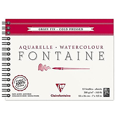 Clairefontaine 96313C Malblock, mit Doppelspirale Aquarellpapier Feinkörnig, Fontaine/Hadern, 18 x 24 cm, 12 Blatt, 300 g Packung, weiß Clairefontaine 96313C Malblock, mit Doppelspirale Aquarellpapier Feinkörnig, Fontaine/Hadern, 18 x 24 cm, 12 Blatt, 300 g Packung, weiß von Clairefontaine