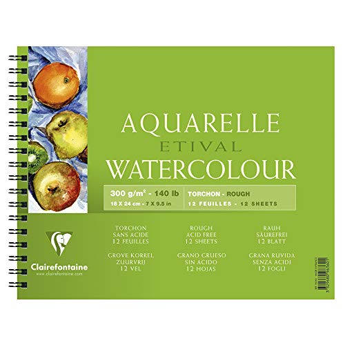 Clairefontaine 96360C - Spiralalbum / Block mit Doppelspirale Etival Aquarellpapier Torchon, 12 Blatt 300g, 18x24 cm, 100% Zellulose, Studienqualität, für Einsteiger und Hobbykünstler, Weiß, 1 Block Clairefontaine 96360C - Spiralalbum / Block mit Doppelspirale Etival Aquarellpapier Torchon, 12 Blatt 300g, 18x24 cm, 100% Zellulose, Studienqualität, für Einsteiger und Hobbykünstler, Weiß, 1 Block von Clairefontaine