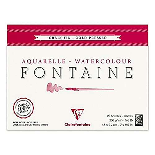 Clairefontaine 96413C Malblock, 4-seitig verleimt Aquarellpapier Feinkörnig, Fontaine/Hadern, 12 x 18 cm, 25 Blatt, 300 g Packung, weiß Clairefontaine 96413C Malblock, 4-seitig verleimt Aquarellpapier Feinkörnig, Fontaine/Hadern, 12 x 18 cm, 25 Blatt, 300 g Packung, weiß von Clairefontaine