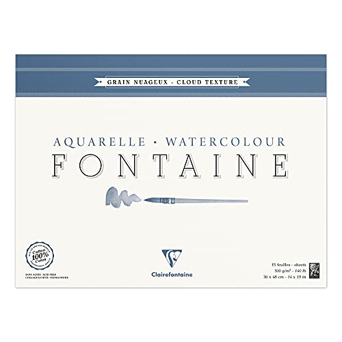 Clairefontaine 96423C Malblock, 4-seitig verleimt Aquarellpapier Torchon Wolke, Fontaine/Hadern, 36 x 48 cm, 15 Blatt, 300 g Packung, weiß Clairefontaine 96423C Malblock, 4-seitig verleimt Aquarellpapier Torchon Wolke, Fontaine/Hadern, 36 x 48 cm, 15 Blatt, 300 g Packung, weiß von Clairefontaine