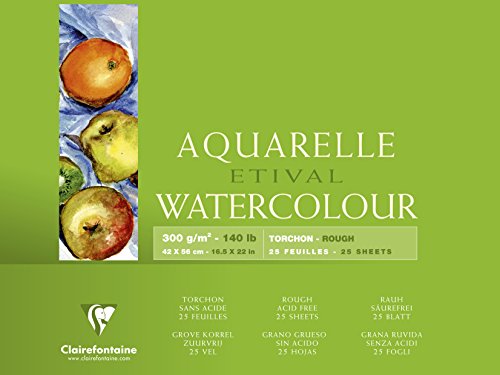 Clairefontaine 96464C Malblock, 4-seitig verleimt Aquarellpapier Grobkorn Torchon, Etival/Zellulose, 42 x 56 cm, 25 Blatt, 300 g Packung, weiß Clairefontaine 96464C Malblock, 4-seitig verleimt Aquarellpapier Grobkorn Torchon, Etival/Zellulose, 42 x 56 cm, 25 Blatt, 300 g Packung, weiß von Clairefontaine