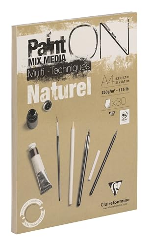 Clairefontaine 96540C - Malblock / Zeichenblock PaintON leicht rauen Oberfläche DIN A4 21x29,7 cm, kopfseitig geleimt, 30 Blatt, 250g 100% Zellulose Korrekturen möglich ideal für Mixmedia Sand 1 Stück Clairefontaine 96540C - Malblock / Zeichenblock PaintON leicht rauen Oberfläche DIN A4 21x29,7 cm, kopfseitig geleimt, 30 Blatt, 250g 100% Zellulose Korrekturen möglich ideal für Mixmedia Sand 1 Stück von Clairefontaine