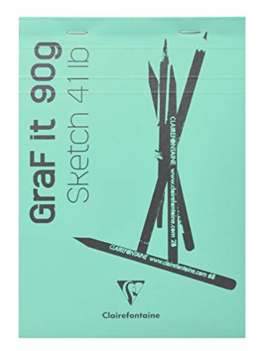 Clairefontaine 96619C - Skizzenblock Graf it, DIN A6, 10,5x14,8 cm, 80 Blatt, 90g, blanko, geheftet, ideal für Trockentechniken, 1 Stück, farbig sortiert von Clairefontaine