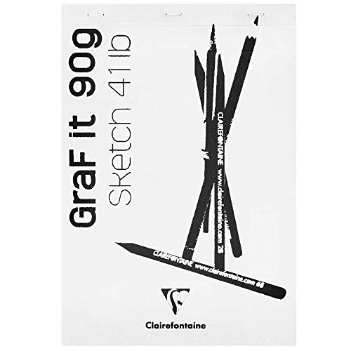 Clairefontaine 96679C Skizzenblock "Graf it", DIN A4, 90g, 80 Blatt Weiß von Clairefontaine