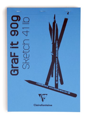 Clairefontaine 96681C Skizzenblock Graf it, DIN A4, 21x29,7 cm, 80 Blatt, 90g, 80 Blatt, blanko, geheftet, ideal für Trockentechiken, 1 Stück, Himmelblau Clairefontaine 96681C Skizzenblock Graf it, DIN A4, 21x29,7 cm, 80 Blatt, 90g, 80 Blatt, blanko, geheftet, ideal für Trockentechiken, 1 Stück, Himmelblau von Clairefontaine