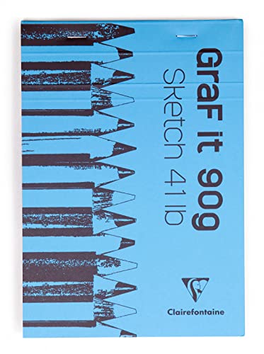 Clairefontaine 96730C - Packung mit 5 Skizzenblöcken GRAF IT, DIN A6 10,5x14,8cm, kopfseitig geheftet, 80 Blatt 90g, Blanko, Blau, 1 Pack von Clairefontaine
