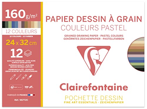 Clairefontaine 96772C Packung mit 8 Bögen Zeichenpapier Etival Color, 24 x 32cm, 160g, 1 Pack, Pastellfarben sortiert Clairefontaine 96772C Packung mit 8 Bögen Zeichenpapier Etival Color, 24 x 32cm, 160g, 1 Pack, Pastellfarben sortiert von Clairefontaine