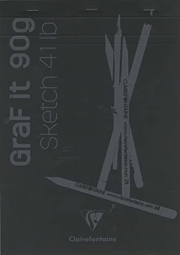 Clairefontaine 96841C - Packung mit 5 Skizzenblöcken GRAF IT, DIN A4 21x29,7 cm, kopfseitig geheftet, 80 Blatt 90g, Blanko, Schwarz, 1 Pack Clairefontaine 96841C - Packung mit 5 Skizzenblöcken GRAF IT, DIN A4 21x29,7 cm, kopfseitig geheftet, 80 Blatt 90g, Blanko, Schwarz, 1 Pack von Clairefontaine