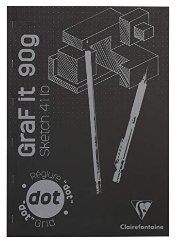 Clairefontaine 96845C Skizzenblock Graf it, DIN A3, 29,7x42 cm, 80 Blatt, 90g, DOT Lineatur, geheftet, ideal für Trockentechiken, 1 Stück, Schwarz Clairefontaine 96845C Skizzenblock Graf it, DIN A3, 29,7x42 cm, 80 Blatt, 90g, DOT Lineatur, geheftet, ideal für Trockentechiken, 1 Stück, Schwarz von Clairefontaine