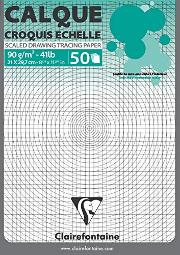 Clairefontaine 97131C - Block Transparentpapier mit Maßstab, geleimt mit 50 Blatt A4, 90/95g, 1 Stück Clairefontaine 97131C - Block Transparentpapier mit Maßstab, geleimt mit 50 Blatt A4, 90/95g, 1 Stück von Clairefontaine