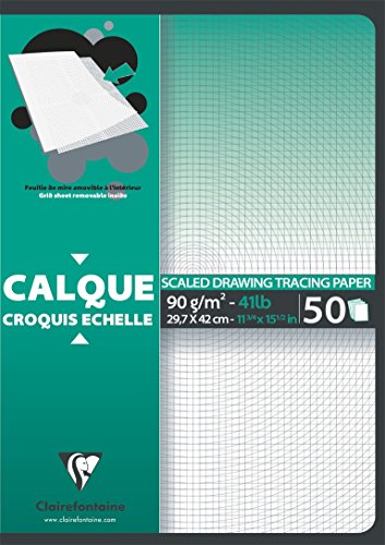 Clairefontaine 97132C Transparentpapier Block mit Mustervorlage, Din A3, 29.7 x 42 cm, 92 g, 50 Blatt, transparent von Clairefontaine