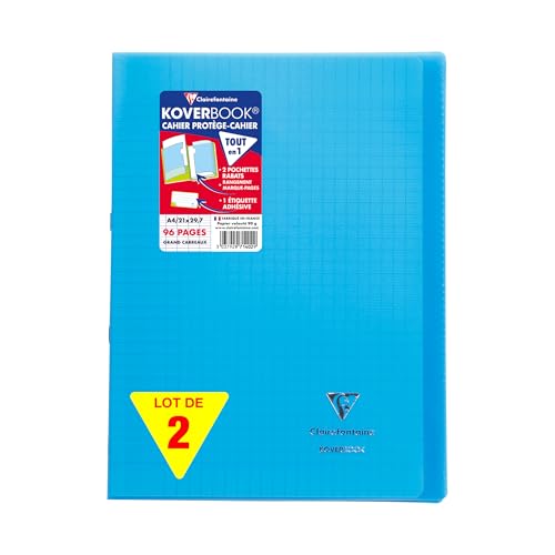 Clairefontaine 971402AMZC Lot de 2 Cahiers Agrafés Koverbook - A4 21x29,7 cm - 96 Pages Grands Carreaux - Papier Blanc 90 g - Couvertures Polypro bleu Clairefontaine 971402AMZC Lot de 2 Cahiers Agrafés Koverbook - A4 21x29,7 cm - 96 Pages Grands Carreaux - Papier Blanc 90 g - Couvertures Polypro bleu von Clairefontaine
