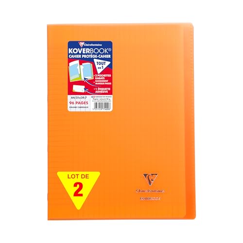 Clairefontaine 971409AMZC Lot de 2 Cahiers Agrafés Koverbook - A4 21x29,7 cm - 96 Pages Grands Carreaux - Papier Blanc 90 g - Couvertures Polypro orange Clairefontaine 971409AMZC Lot de 2 Cahiers Agrafés Koverbook - A4 21x29,7 cm - 96 Pages Grands Carreaux - Papier Blanc 90 g - Couvertures Polypro orange von Clairefontaine