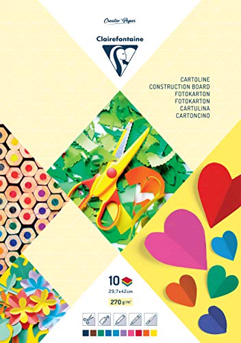 Clairefontaine 97149C Fotokartonblock Premium, Din A3, 29.7 x 42 cm, 10 Blatt, 270 g, farbig sortiert Clairefontaine 97149C Fotokartonblock Premium, Din A3, 29.7 x 42 cm, 10 Blatt, 270 g, farbig sortiert von Clairefontaine