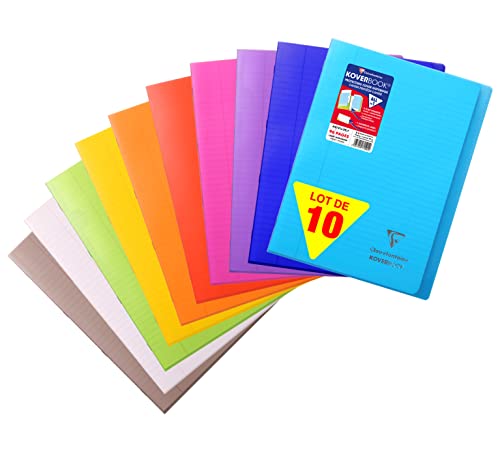 Clairefontaine 971501C - Packung mit 10 Schulheften / Heft Koverbook DIN A4 21x29,7cm, 48 Blatt 90g liniert mit Rand Einband aus transparentem PP 2 Klarsichthüllen + 1 Etikett, farbig sortiert, 1 Pack Clairefontaine 971501C - Packung mit 10 Schulheften / Heft Koverbook DIN A4 21x29,7cm, 48 Blatt 90g liniert mit Rand Einband aus transparentem PP 2 Klarsichthüllen + 1 Etikett, farbig sortiert, 1 Pack von Clairefontaine