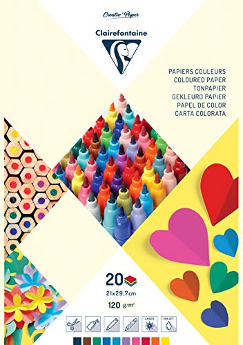 Clairefontaine 97244C Block mit 20 Bögen Tonpapier, DIN A4, 120g, 1 Block, 10 Farben sortiert Clairefontaine 97244C Block mit 20 Bögen Tonpapier, DIN A4, 120g, 1 Block, 10 Farben sortiert von Clairefontaine